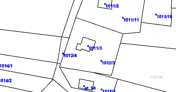 Parcela st. 1011/3 v KÚ Číhalín, Katastrální mapa