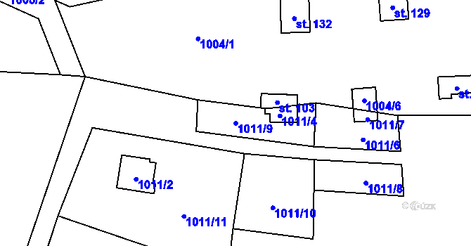 Parcela st. 1011/9 v KÚ Číhalín, Katastrální mapa