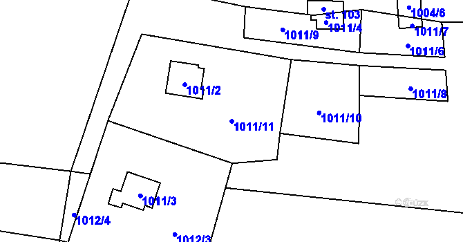 Parcela st. 1011/11 v KÚ Číhalín, Katastrální mapa