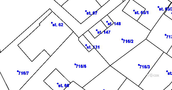 Parcela st. 131 v KÚ Číhalín, Katastrální mapa