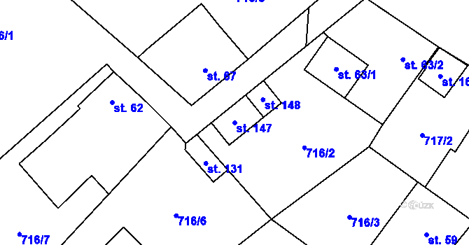 Parcela st. 147 v KÚ Číhalín, Katastrální mapa