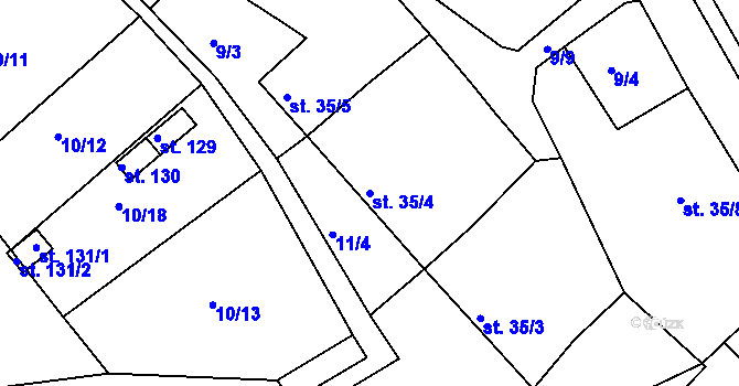 Parcela st. 35/4 v KÚ Číhaň, Katastrální mapa