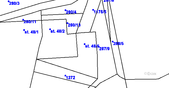 Parcela st. 48/5 v KÚ Číhaň, Katastrální mapa