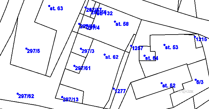 Parcela st. 62 v KÚ Číhaň, Katastrální mapa