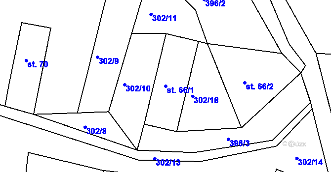 Parcela st. 66/1 v KÚ Číhaň, Katastrální mapa