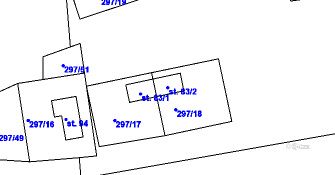 Parcela st. 83/2 v KÚ Číhaň, Katastrální mapa