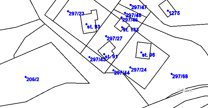 Parcela st. 91 v KÚ Číhaň, Katastrální mapa