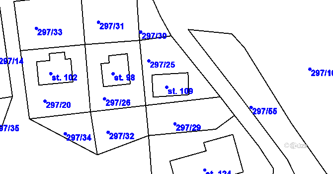 Parcela st. 109 v KÚ Číhaň, Katastrální mapa