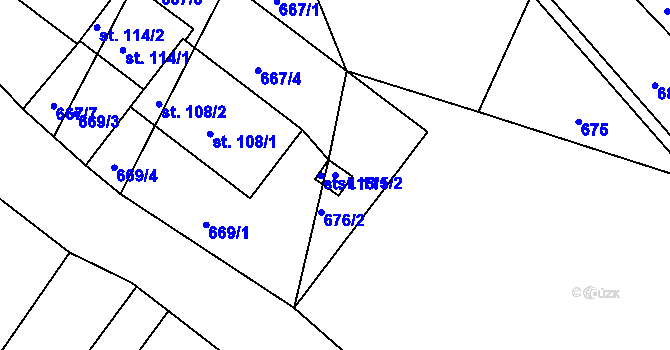 Parcela st. 115/2 v KÚ Číhaň, Katastrální mapa