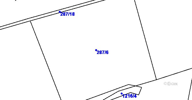 Parcela st. 287/6 v KÚ Číhaň, Katastrální mapa