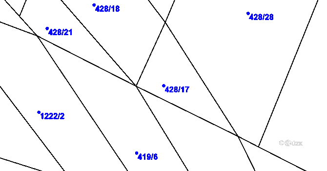 Parcela st. 428/17 v KÚ Číhaň, Katastrální mapa