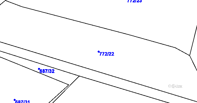 Parcela st. 772/22 v KÚ Číhaň, Katastrální mapa