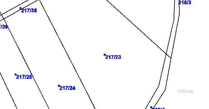 Parcela st. 217/23 v KÚ Číhaň, Katastrální mapa