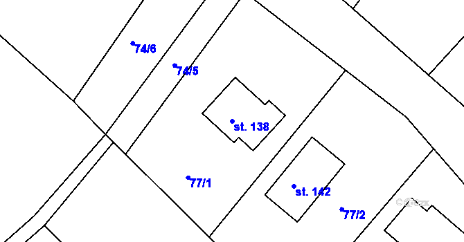 Parcela st. 138 v KÚ Číhaň, Katastrální mapa
