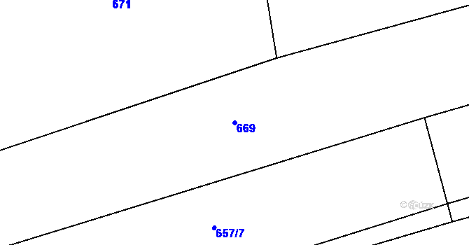 Parcela st. 669 v KÚ Křížovice u Číhaně, Katastrální mapa