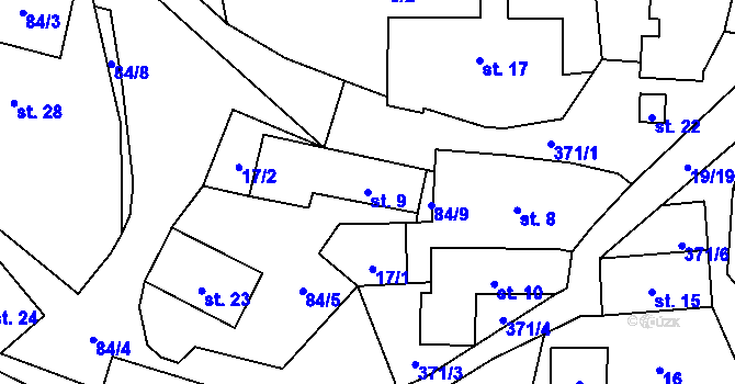 Parcela st. 9 v KÚ Plánička, Katastrální mapa
