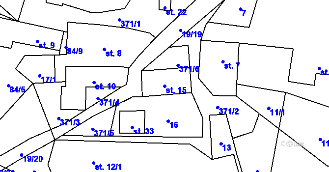 Parcela st. 15 v KÚ Plánička, Katastrální mapa