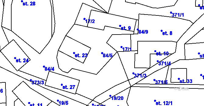 Parcela st. 84/5 v KÚ Plánička, Katastrální mapa