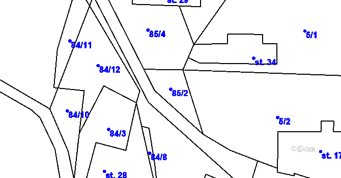 Parcela st. 85/2 v KÚ Plánička, Katastrální mapa