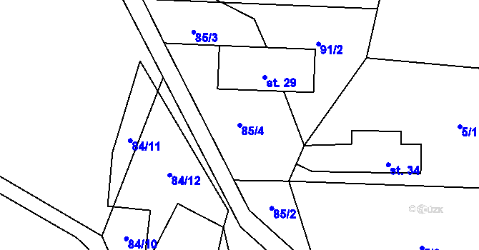Parcela st. 85/4 v KÚ Plánička, Katastrální mapa