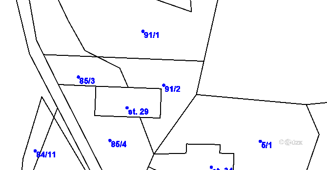 Parcela st. 91/2 v KÚ Plánička, Katastrální mapa