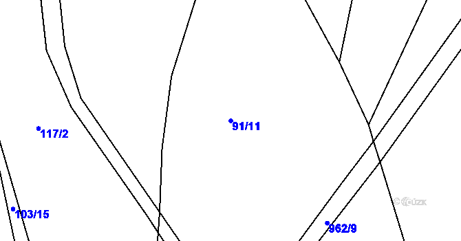 Parcela st. 91/11 v KÚ Zdebořice, Katastrální mapa
