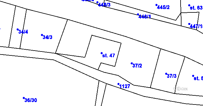 Parcela st. 47 v KÚ Číhaná, Katastrální mapa