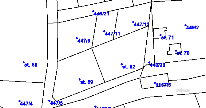 Parcela st. 61 v KÚ Číhaná, Katastrální mapa