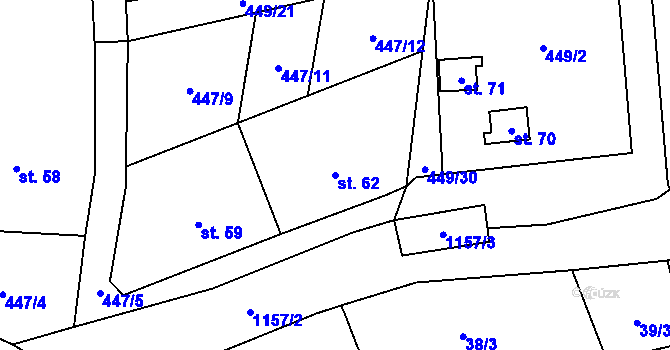 Parcela st. 62 v KÚ Číhaná, Katastrální mapa