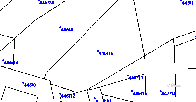 Parcela st. 445/16 v KÚ Číhaná, Katastrální mapa