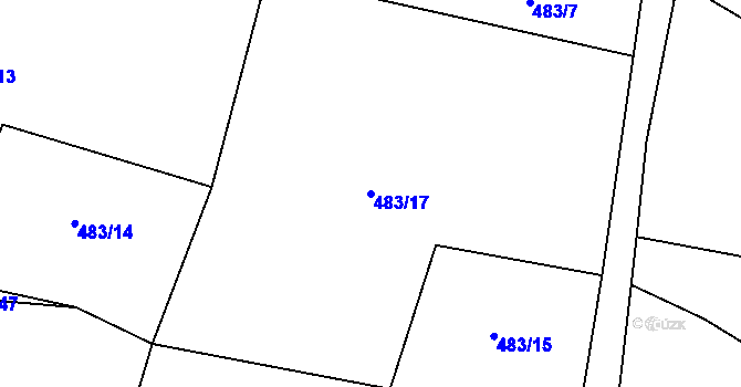 Parcela st. 483/17 v KÚ Číhaná, Katastrální mapa