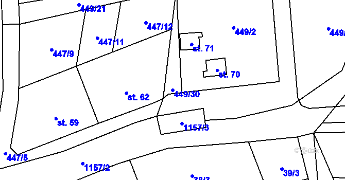 Parcela st. 449/30 v KÚ Číhaná, Katastrální mapa