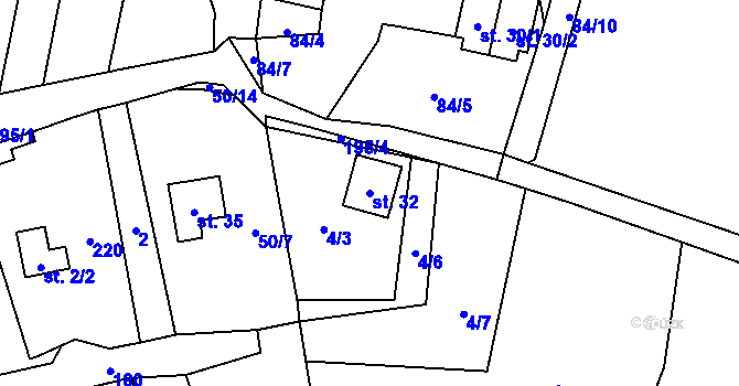 Parcela st. 32 v KÚ Štipoklasy u Číhané, Katastrální mapa