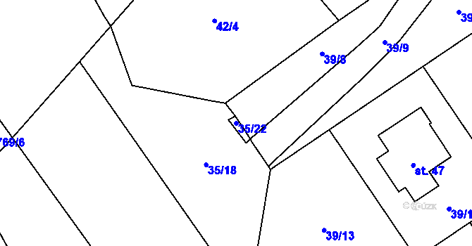 Parcela st. 35/22 v KÚ Štipoklasy u Číhané, Katastrální mapa