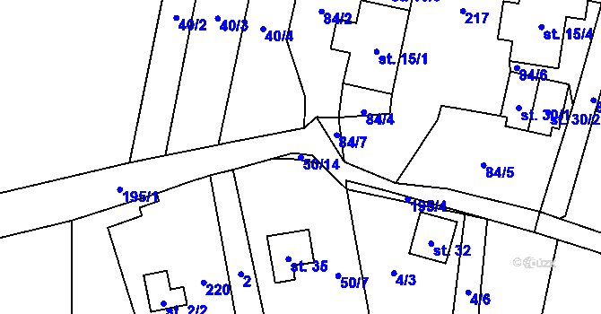 Parcela st. 50/14 v KÚ Štipoklasy u Číhané, Katastrální mapa