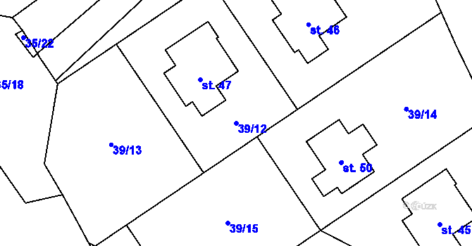 Parcela st. 39/12 v KÚ Štipoklasy u Číhané, Katastrální mapa