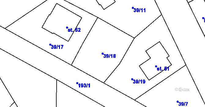Parcela st. 39/18 v KÚ Štipoklasy u Číhané, Katastrální mapa