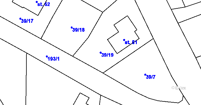 Parcela st. 39/19 v KÚ Štipoklasy u Číhané, Katastrální mapa