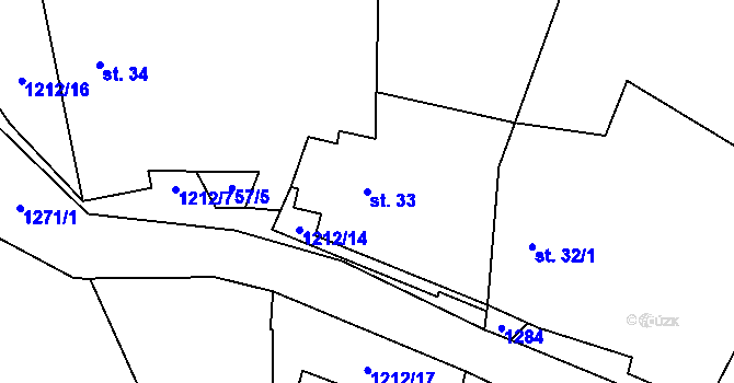 Parcela st. 33 v KÚ Číhošť, Katastrální mapa
