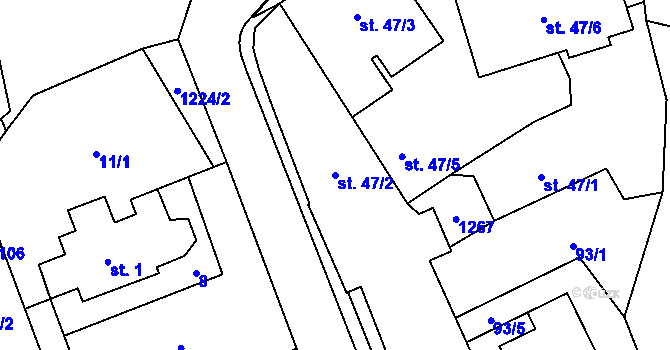 Parcela st. 47/2 v KÚ Číhošť, Katastrální mapa