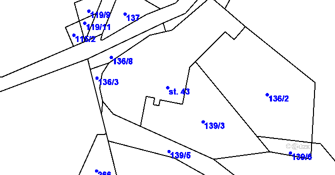 Parcela st. 43 v KÚ Hlohov, Katastrální mapa