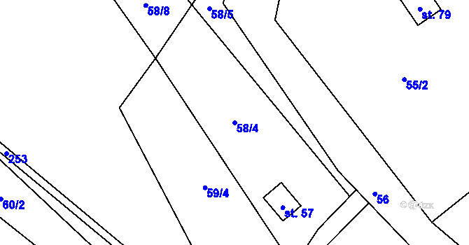 Parcela st. 58/4 v KÚ Hlohov, Katastrální mapa