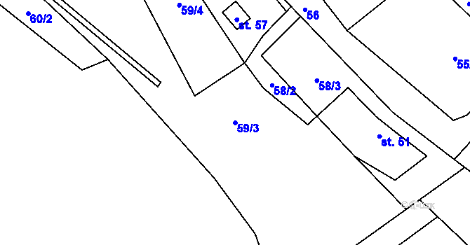 Parcela st. 59/3 v KÚ Hlohov, Katastrální mapa