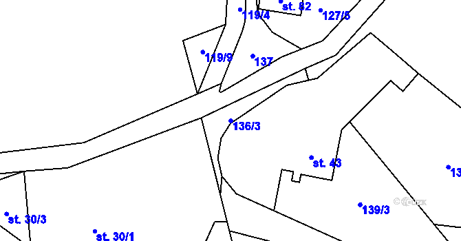 Parcela st. 136/3 v KÚ Hlohov, Katastrální mapa