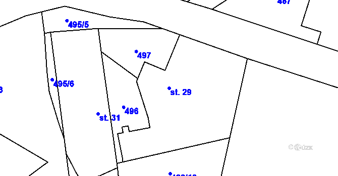 Parcela st. 29 v KÚ Hroznětín u Číhoště, Katastrální mapa