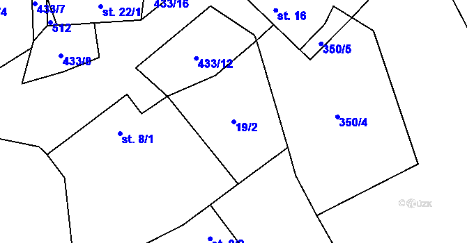 Parcela st. 19/2 v KÚ Hroznětín u Číhoště, Katastrální mapa