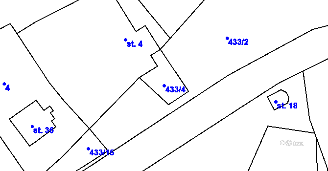 Parcela st. 433/4 v KÚ Hroznětín u Číhoště, Katastrální mapa