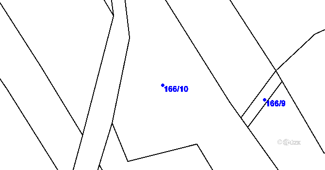 Parcela st. 166/10 v KÚ Hroznětín u Číhoště, Katastrální mapa