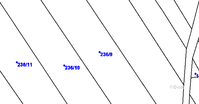 Parcela st. 236/9 v KÚ Hroznětín u Číhoště, Katastrální mapa