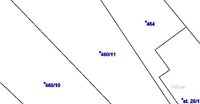 Parcela st. 460/11 v KÚ Hroznětín u Číhoště, Katastrální mapa
